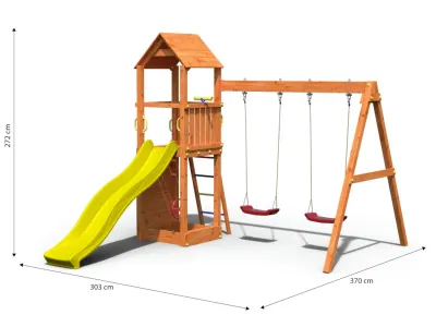 Spielturm Flappi teakfarben inkl. Doppelschaukel + Rutsche Produktbild #4