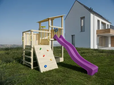 Spielturm Big Pirate KDI inkl. Rutsche pink Produktbild #1
