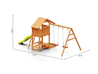 Spielturm Smart 1 teakfarben inkl. Rutsche gelb Produktbild #4