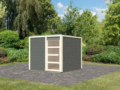 Gartenhaus Qubic 2 CLASSIC 19 mm terragrau Produktbild #1