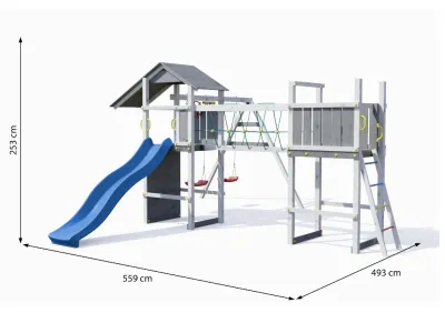 Spielturm Smart 5 Bridge grau/weiß inkl. Rutsche blau Produktbild #7