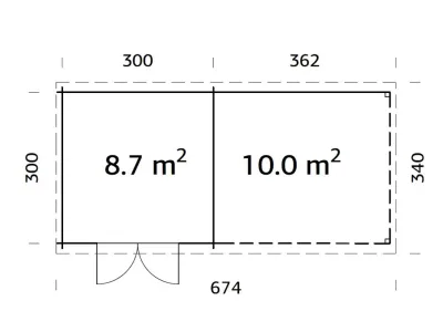 Gartenhaus Blockbohlenhaus Ella 8,7+10,0 m² 28 mm transparent tauchimprägniert Produktbild #4
