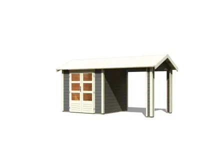 Gartenhaus SET Theres 3 28 mm terragrau inkl. 2,6 m Dachausbauelement Produktbild #7