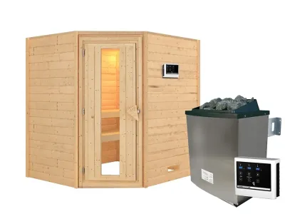 Sauna Massivholzsauna Mia, inkl. 9 kW Ofen mit externer Steuerung Produktbild #2