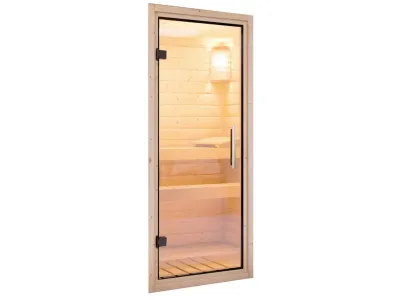 Sauna Systemsauna Gobin Klarglas Ganzglastür + 9 kW Saunaofen mit ext.Strg Produktbild #3