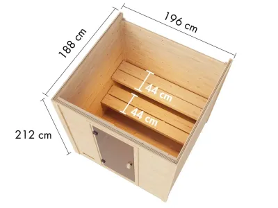 Gartensauna Lenchen 2 natur SPARSET mit 9 kW Ofen und ext. Steuerung Produktbild #5