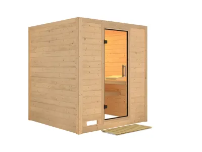 Sauna Massivholzsauna Mojave Klarglas Ganzglastür Produktbild #4