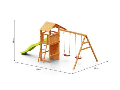 Spielturm Smart 5 teakfarben inkl. Rutsche gelb Produktbild #6