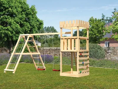 Spielturm Ritterburg Löwenherz SET naturbelassen Produktbild #1