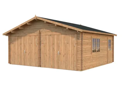 Garage Roger 28,4 m² mit Holztor 44 mm braun tauchimprägniert Produktbild #1