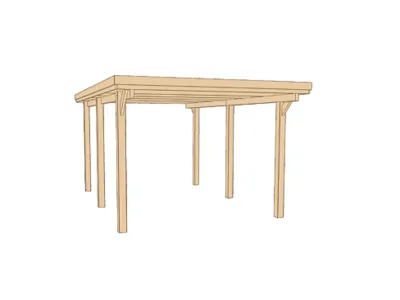 Flachdach Einzelcarport 617 Gr. 1 ohne Dachplatten Produktbild #3