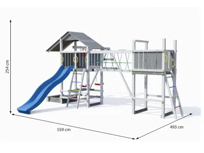 Spielturm Smart 1 Bridge grau/weiß inkl. Rutsche blau Produktbild #8