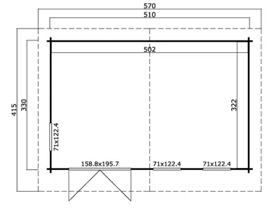 Gartenhaus Blockbohlenhaus Baruda 53 40 mm lichtgrau Produktbild #3