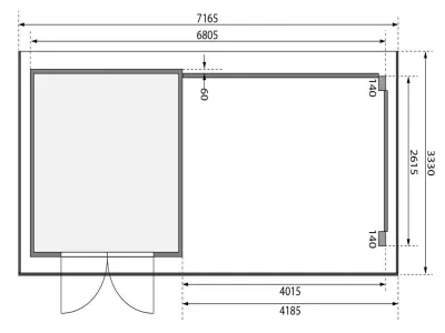 Gartenhaus Blockbohlenhaus SET Trittau 3 38 mm naturbelassen, inkl. 4 m Anbaudach + Seiten-/Rückwand Produktbild #4