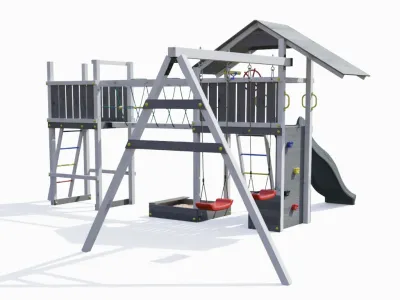 Spielturm Smart 4 Bridge grau/weiß inkl. Rutsche grau Produktbild #6