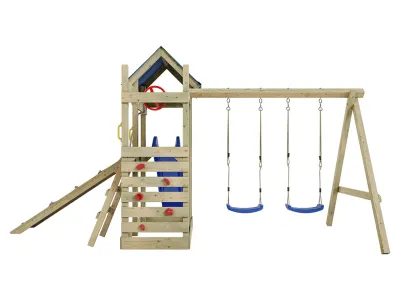 Spielturm Hefty KDI inkl. Doppelschaukel inkl. Rutsche blau + Sitze blau Produktbild #3