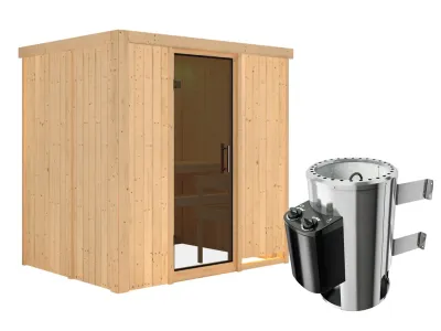 Sauna Systemsauna Fanja graphit Ganzglastür + Plug & Play Saunaofen mit Steuerung Produktbild #3