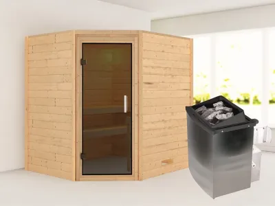 Sauna Massivholzsauna Mia, inkl. 9 kW Ofen mit integrierter Steuerung Produktbild #1