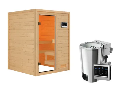 Sauna Sandra mit bronzierter Glastür + 3,6 kW Plug & Play Bio-Ofen ext. Strg. Produktbild #3