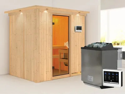 Sauna Systemsauna Bodin mit Dachkranz, inkl. 9 kW Bio-Ofen mit externer Steuerung Produktbild #12
