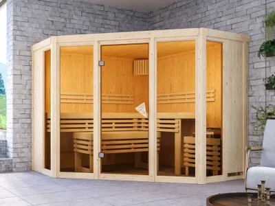 Elementsauna Premiumsauna 68 mm Beri SPARSET inkl. 9 kW Saunaofen mit integrierter Steuerung Produktbild #1