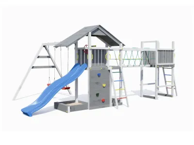 Spielturm Smart 2 Bridge grau-weiß inkl. Rutsche blau Produktbild #5