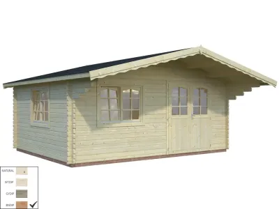 Gartenhaus Blockbohlenhaus Sally 19,1 m² 44 mm braun tauchimprägniert Produktbild #2