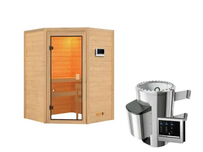 Sauna Antonia mit bronzierter Glastür + 3,6 kW Plug & Play Saunaofen ext. Strg. Produktbild #4