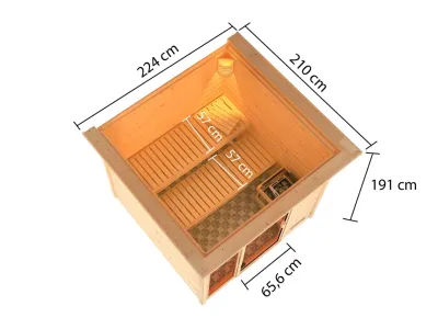 Sauna Jutta mit bronzierter Glastür und Dachkranz Produktbild #4