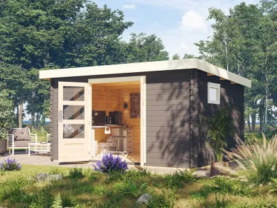 Gartenhaus Blockbohlenhaus Trittau 5 38 mm terragrau