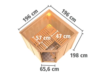 Systemsauna Jarin bronzierte Ganzglastür, inkl. 9 kW Saunaofen integr. Steuerung Produktbild #5