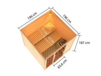 Sauna Jutta mit bronzierter Glastür + 9 kW Bio-Kombiofen ext. Strg. Produktbild #2