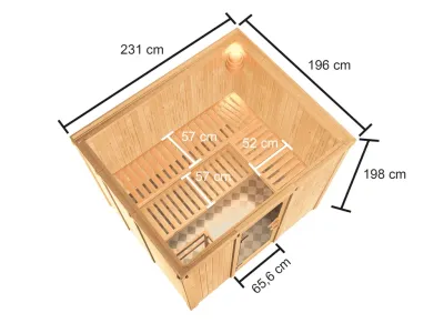 Sauna Nybro mit bronzierter Glastür + 9 kW Bio-Kombiofen mit ext. Strg. Produktbild #8