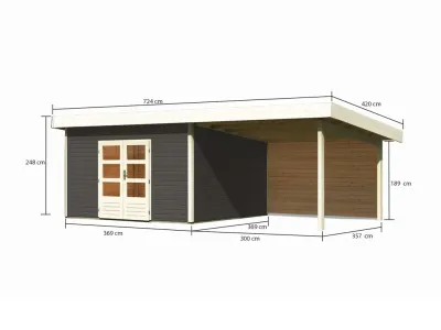 Gartenhaus SET Northeim 5 - Terragrau, inkl. 3,3 m Anbaudach + Rückwand Produktbild #7