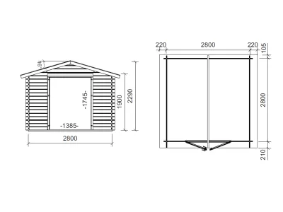 Gartenhaus Blockbohlenhaus Hofer XL 28 mm naturbelassen inkl. Boden Produktbild #2