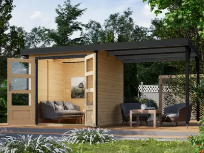 Hybrid-Gartenhaus Jupiter A Set naturbelassen/anthrazit Produktbild #1