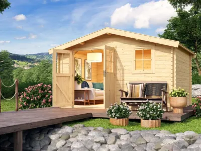 Gartenhaus Blockbohlenhaus Felsenau 5 38 mm naturbelassen Produktbild #1