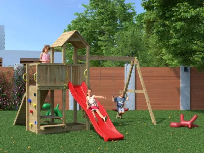 Spielturm Floppi KDI inkl. Doppelschaukel + Rutsche Produktbild #9
