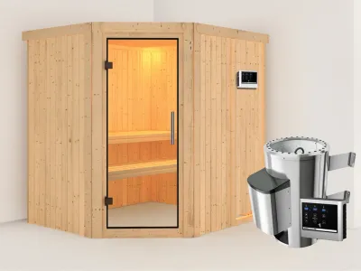 Sauna Systemsauna Lilja Klarglas Ganzglastür + Plug & Play Saunaofen mit externer Steuerung Produktbild #1