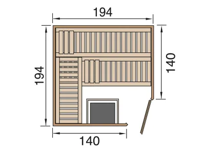 Sauna Systemsauna SPARSET 2 Varberg 3 mit isloierter Holztür inkl. Bio-Ofen Produktbild #3