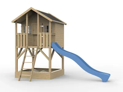 Stelzenhaus Big House mit Sandkasten KDI inkl. Rutsche blau Produktbild #4