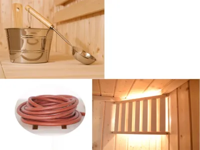 Sauna Massivholzsauna SPARSET 2 Valida Eck 1 GTF inkl. 4,5 kW Bio-Ofen mit ext. Strg. + Leuchtenset Produktbild #4