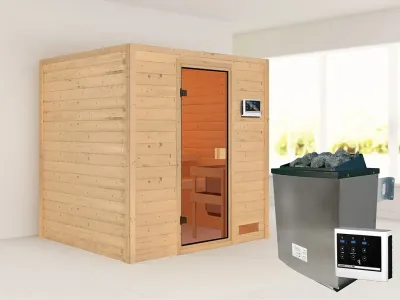 Sauna Adelina mit bronzierter Glastür + 9 kW Saunaofen ext. Strg. Produktbild #4