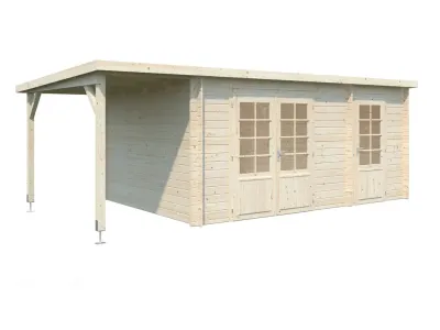 Gartenhaus Blockbohlenhaus Ella 13,1+3,9 m² 28 mm naturbelassen Produktbild #2