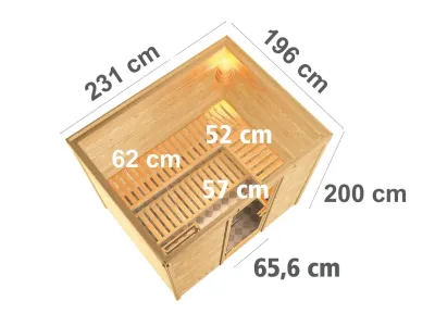 Massivholzsauna Sonara Holztür mit Isolierglas Produktbild #3