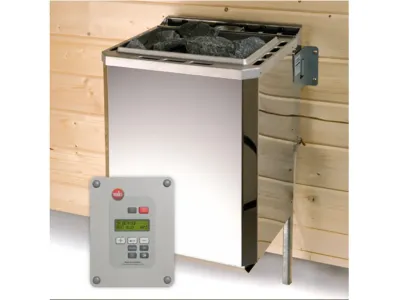 Sauna Massivholzsauna SPARSET 2 Valida Eck 1 GTF inkl. 4,5 kW Bio-Ofen mit ext. Strg. + Leuchtenset Produktbild #3
