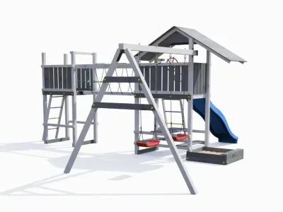 Spielturm Smart 1 Bridge grau/weiß inkl. Rutsche blau Produktbild #7