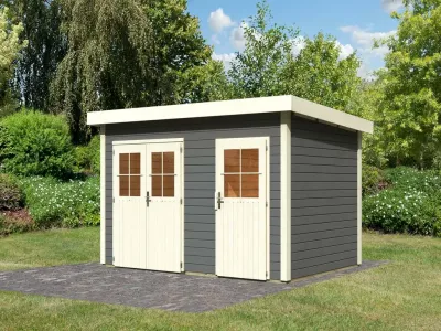 Gartenhaus Mittelwandhaus Tintrup 28 mm terragrau Produktbild #1