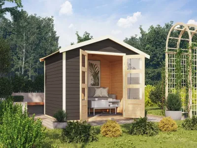 Gartenhaus Amberg 5 19 mm terragrau Produktbild #1