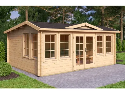 Gartenhaus Blockbohlenhaus Balmoral 44 44 mm carbongrau Produktbild #1
